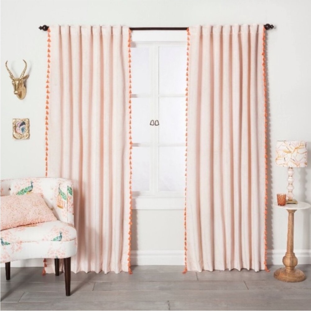 Opalhouse Blush Velvet Curtains with Dark peach/Orange Tassles